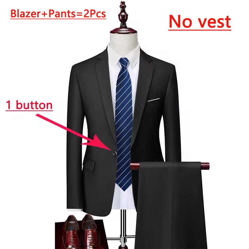 14 Farben M-6XL ( Jacke + Weste + Hose) High-End-Marke formale Business Herren Anzug dreiteiligen Bräutigam Brautkleid einfarbigen Anzug