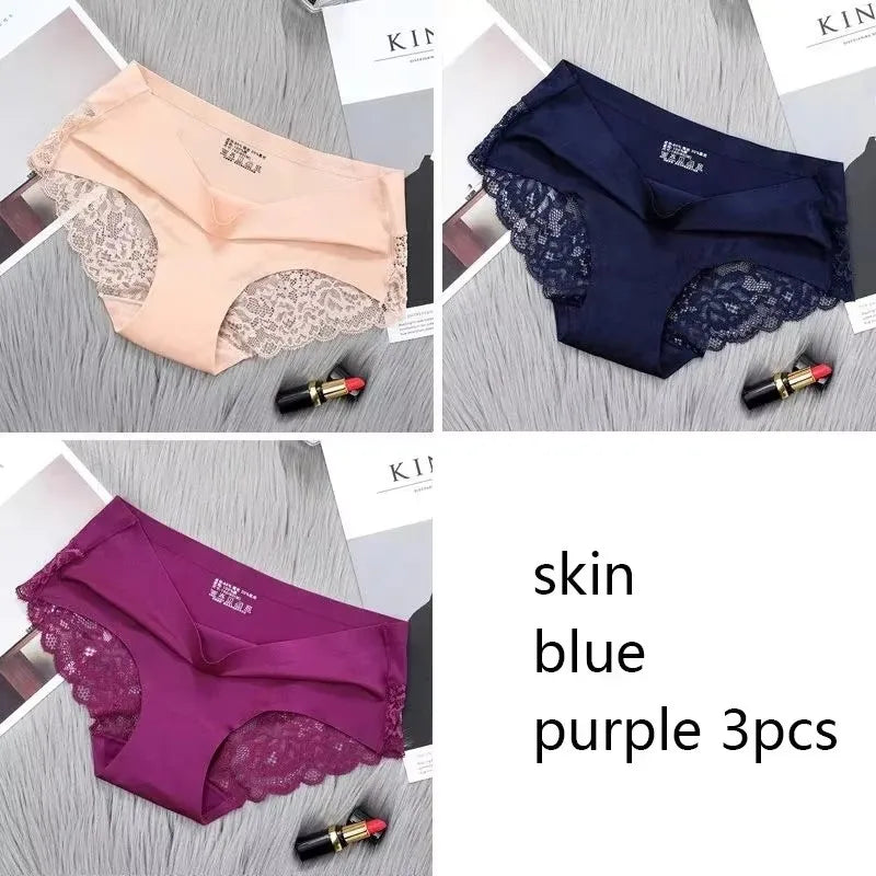 1/2/3Pcs Nahtlose WomenComfort Spitze Slip Aushöhlen Höschen Set Unterwäsche Low Rise Weibliche Sport Panty weiche Dame Dessous Sexy
