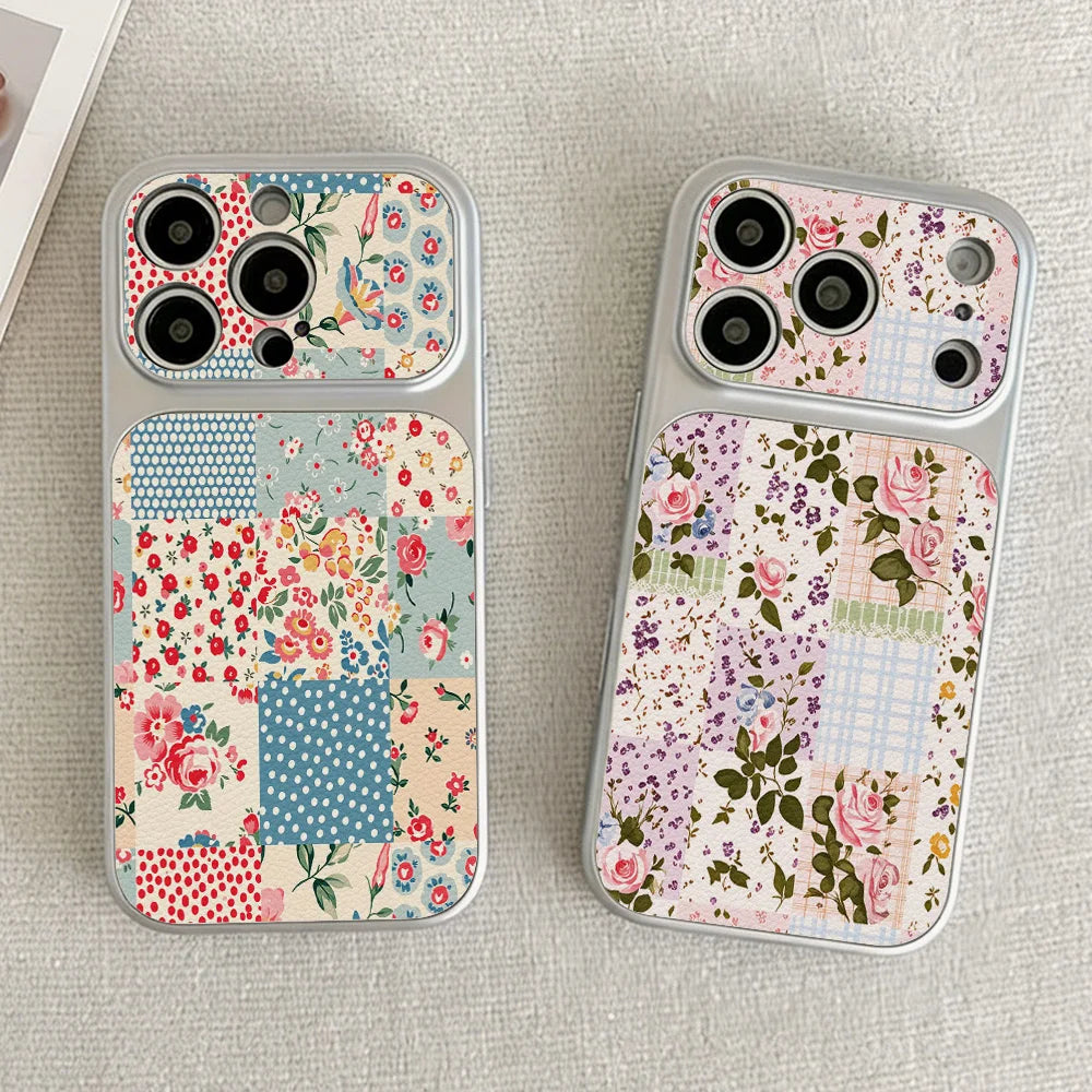 Blumen-Großfenster-Handyhülle für iPhone 17 Pro Max 15 14 11 13 16 12 mit Lanyard, stoßfeste Leder-Schutzhülle