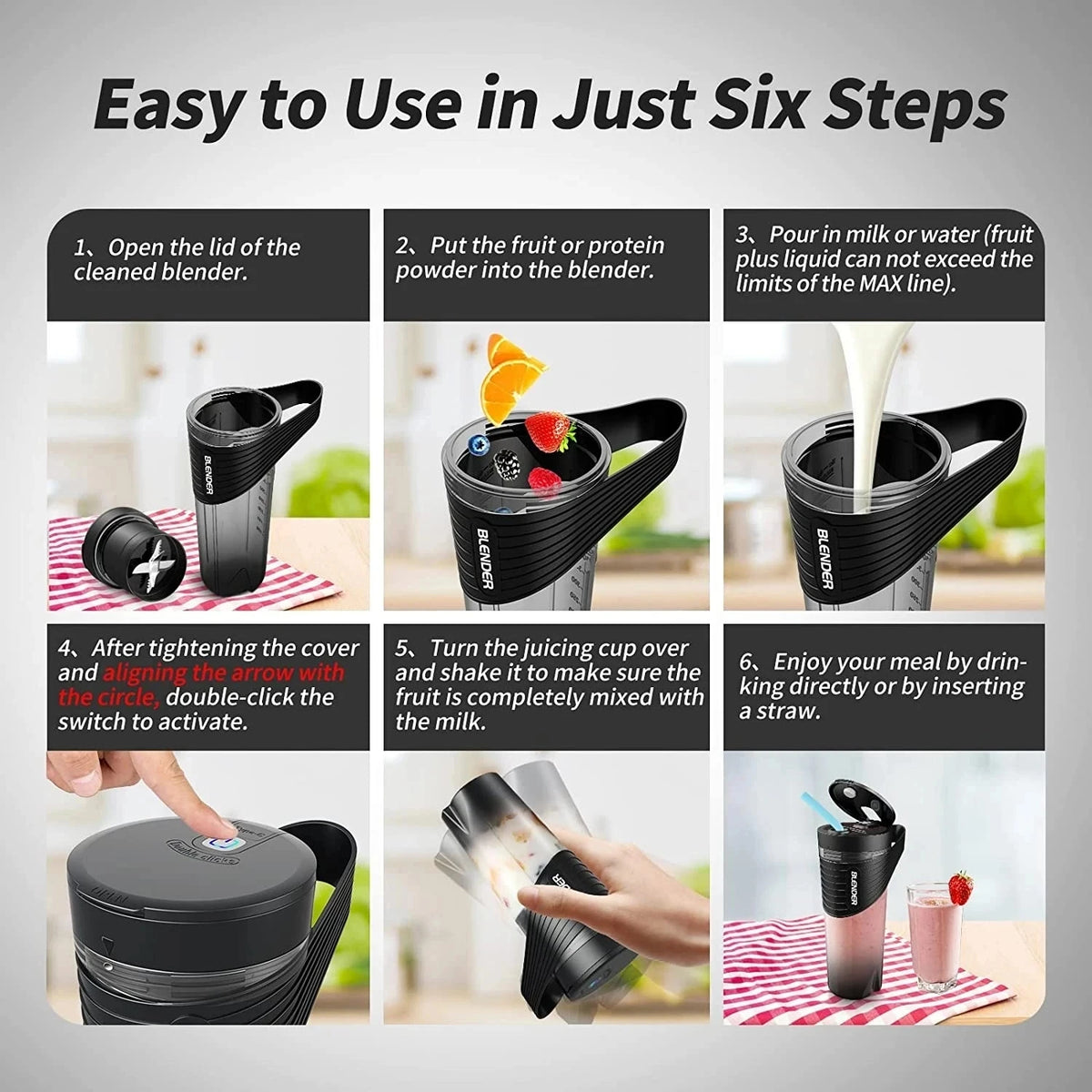 Neuer tragbarer Mixer Entsafter Typ C Aufladen persönlicher Smoothie Mixer frischer Saft mischer Maschine Sport Travel Shakes Stirr