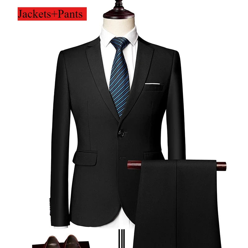 Klassische Hochzeit Smoking Casual Solide Anzüge Slim Fit 3/2 Stück Trauzeugen Anzug Männliche Formale Business Männer Kleidung