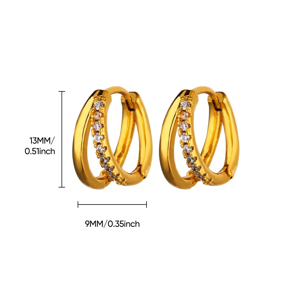 Edelstahl Kreis Ohrringe Für Frauen Gold Farbe Ästhetischen Zirkon Ohrring Hochzeit Weihnachten Mode Schmuck Zubehör Geschenk