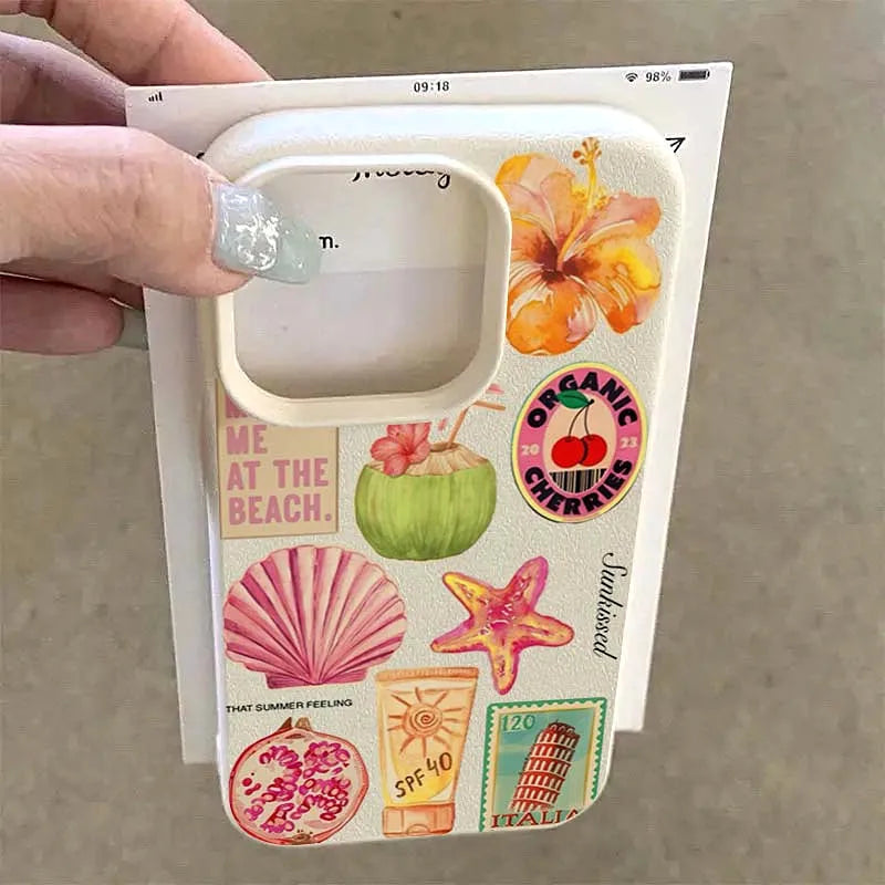Handyhülle mit Kokosnuss-Blumenmuster für iPhone 17 16 15 14 Pro 13 12 11 Max Plus XR X XS 17 Air 16E, stoßfeste, weiche Silikonhülle
