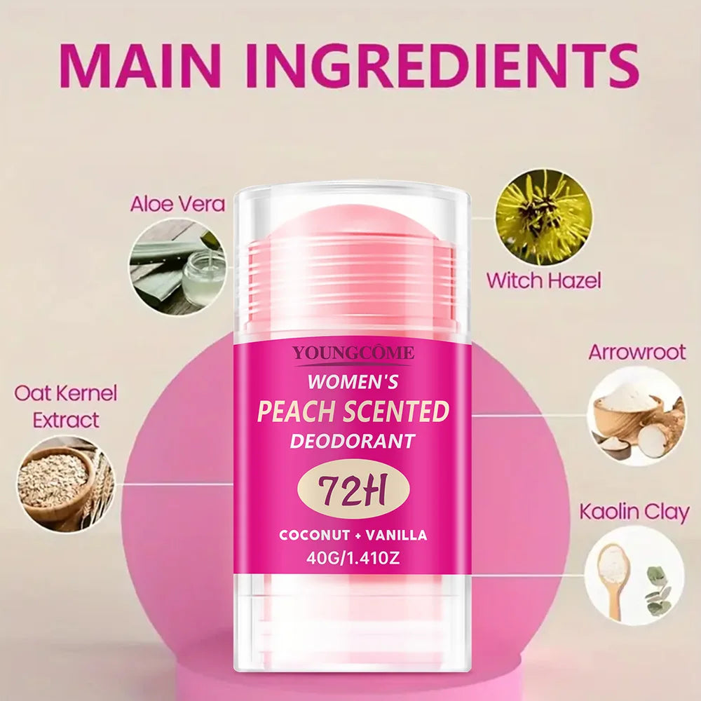 Körpergeruchsentferner Antitranspirant Stick Pfirsich Deodorant Achselentfernung für Frauen Mann Honig Pfirsich Stick Deodorant Stick 40g
