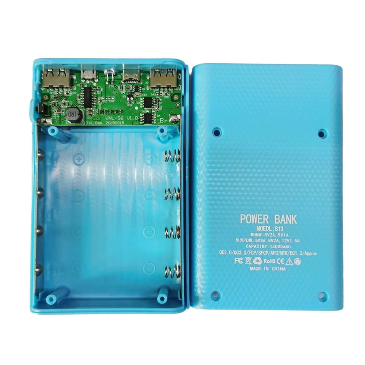 4x18650 DIY Power Bank Box 15000mAh Superschnelle Ladebox mit Digitalanzeige für BC1.2 für iPhone für Samsung