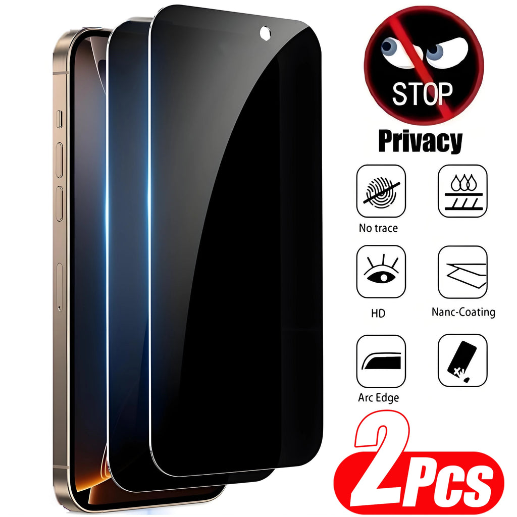 2 Stück Anti-Spionage Displayschutzfolie für iPhone 11 12 13 14 15 16 17 Pro Max 14 15 16 Plus 16e 17 Air 17e Gehärtetes Glas Sichtschutzfolie