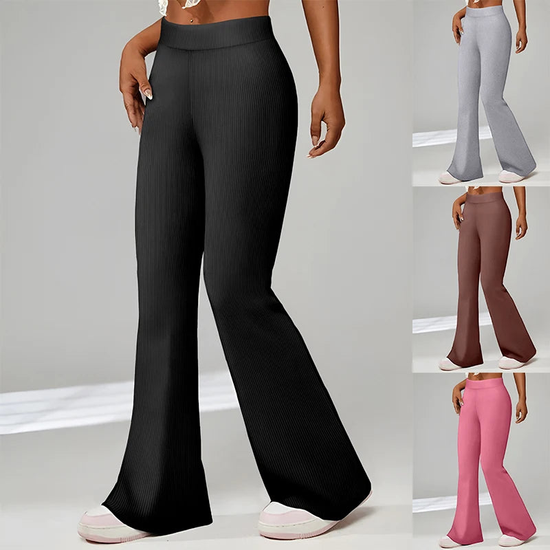 Damen ausgestellte Hosen einfarbig lässig Damen Hosen sexy schlanke Mode Hosen hohe Taille einfache Femle Hosen