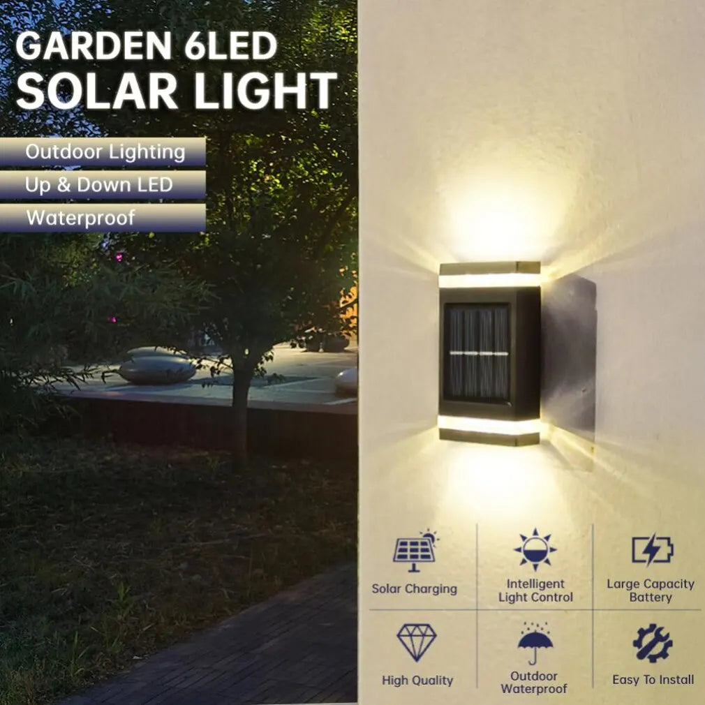 Solar-LED-Lampe für Außenbereich, Wasserdichte Wandleuchte mit Dämmerungssensor für Garten, Hof, Veranda, Gehweg, Camping und Zuhause