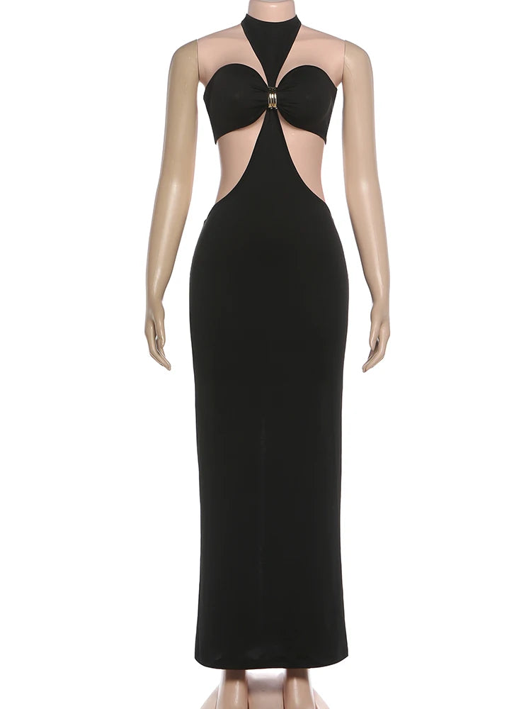 Nibber Hottie 2-teiliges Set Damen Brust gewickeltes Top + Neckholder rückenfrei Pfirsich Hüfte hoch geteiltes Kleid Sexy passendes Dating Slim Clubwear