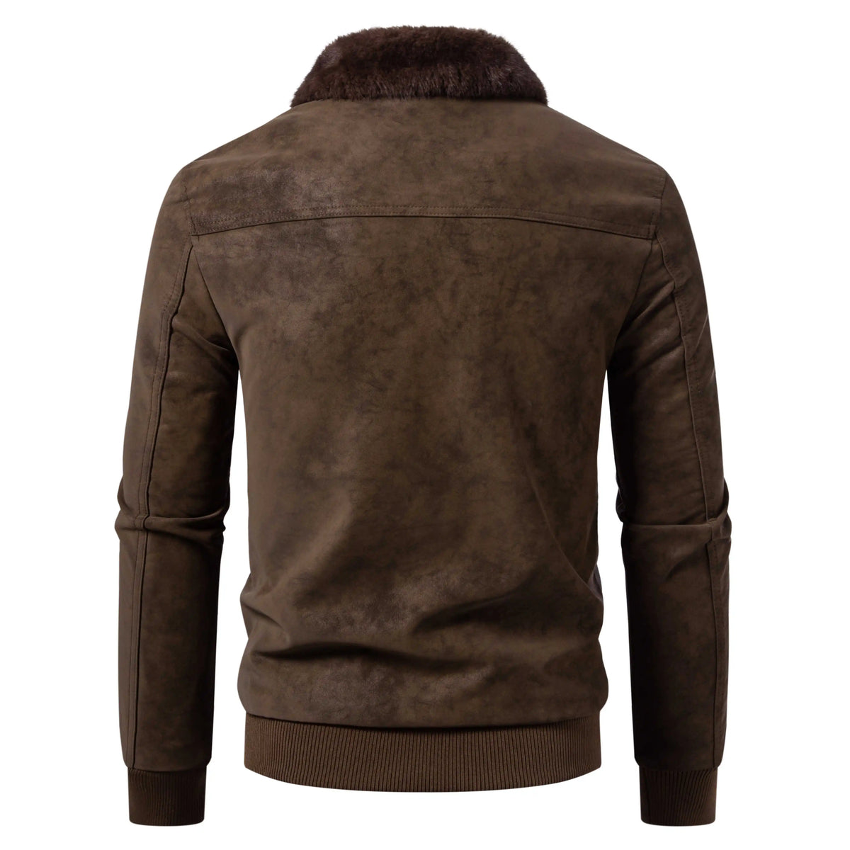 Herren-Jacke mit dickem Kunstfellkragen, warmes Plüschfutter, stilvolle Oberbekleidung, lässiger Pendler-Mantel für Herbst und Winter