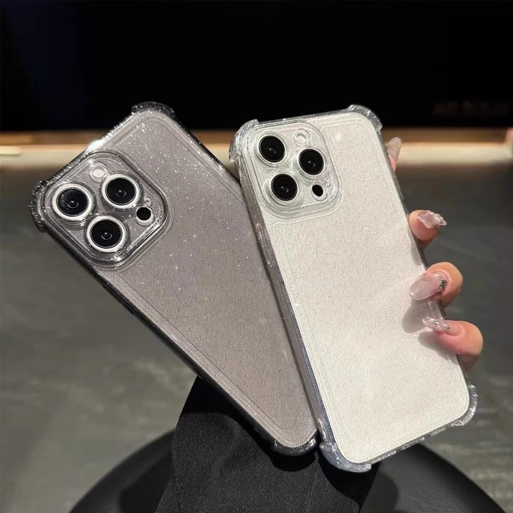 Glitzernde Antikollisions-Hülle für iPhone 17 Pro Max 16 Pro Max 15 14 12 13 Pro Max 11 Air 17Pro, klare Anti-Fall-Abdeckung mit vier Ecken