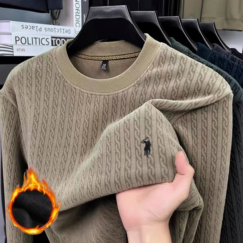 Luxus Herbst und Winter neue heiße verkaufende samt warme Strickpullover modische Männer Marke Paul bestickt bequeme Pullover
