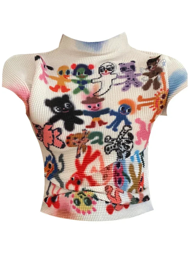 Frauen T-shirt Harajuku Koreanische Y2k Grafik Druck Kurzarm T Top Kleidung Mode Vintage Streetwear Oansatz T-shirts Sommer