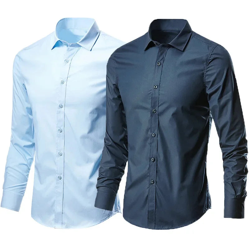 Herren-Langarm-Freizeithemd im koreanischen Stil, Business-formelles Slim-Fit-Hemd in weißer Farbe für Frühling und Herbst