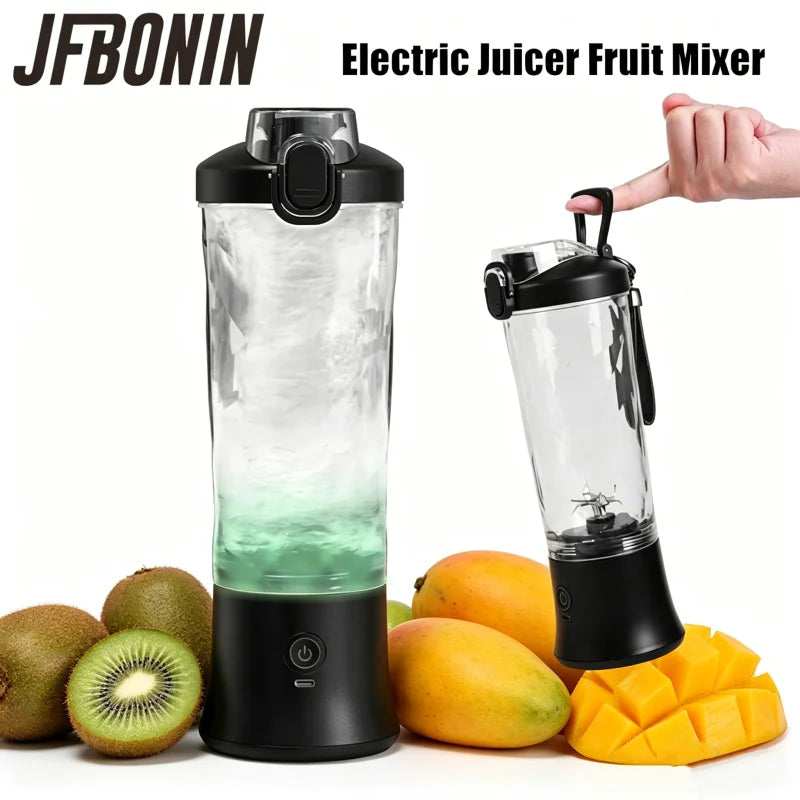 Tragbarer Mixer, elektrischer Entsafter, 600 ml, Obstmixer, 4000 mAh, USB wiederaufladbar, Smoothie-Mini-Mixer, Multifunktions-Saftbereiter