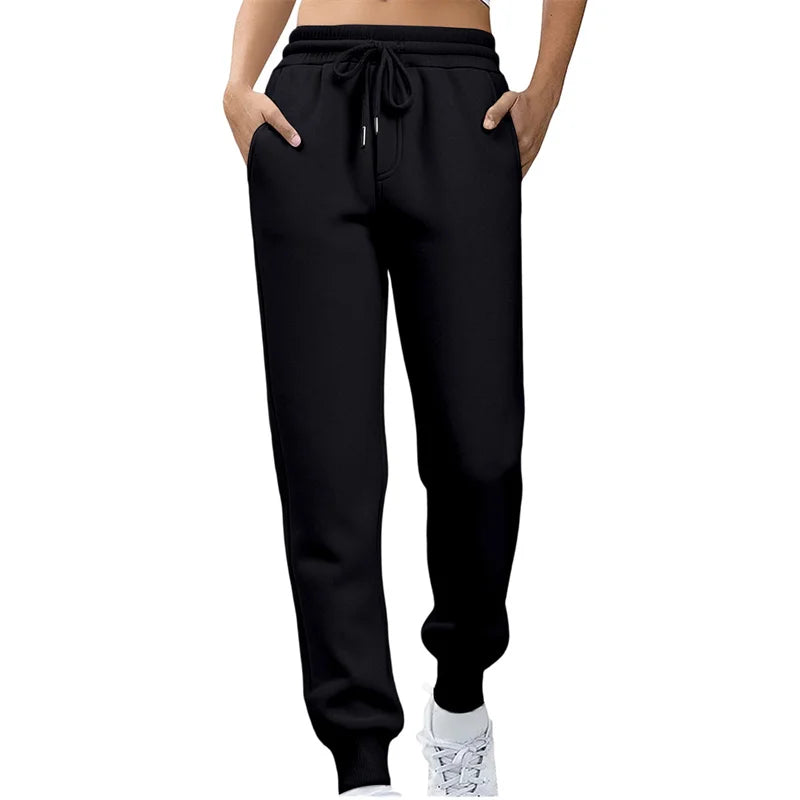 2026 Frühling Herbst Damen Gerade Hosen Mode Einfarbige Hosen mit Kordelzug Große Größen Schlanke Freizeithosen Damen Jogginghosen