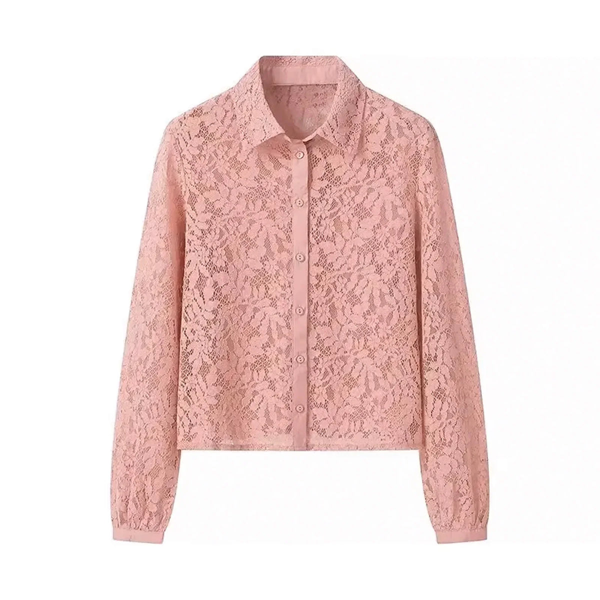 HH Damen Sexy Spitzenbluse mit Blumenmuster, Einreihig, Langarm, Reverskragen, Sommer-Neuheit, Urlaubs-Strand-Freizeitoberteil
