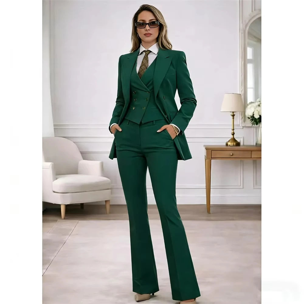 Blazer + Weste + Hose Neuer Damenanzug 3-teilig Business Büroanzüge Slim Fit Damen Smoking Freizeitanzüge für Frauen
