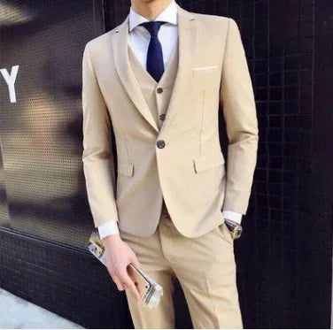 Hochzeitsanzug Dreiteiliges Set Herren Casual Slim Fit Business Koreanischer Stil Hochzeits-Festkleidung AE Lagerware Marke Chinesischer Herkunft