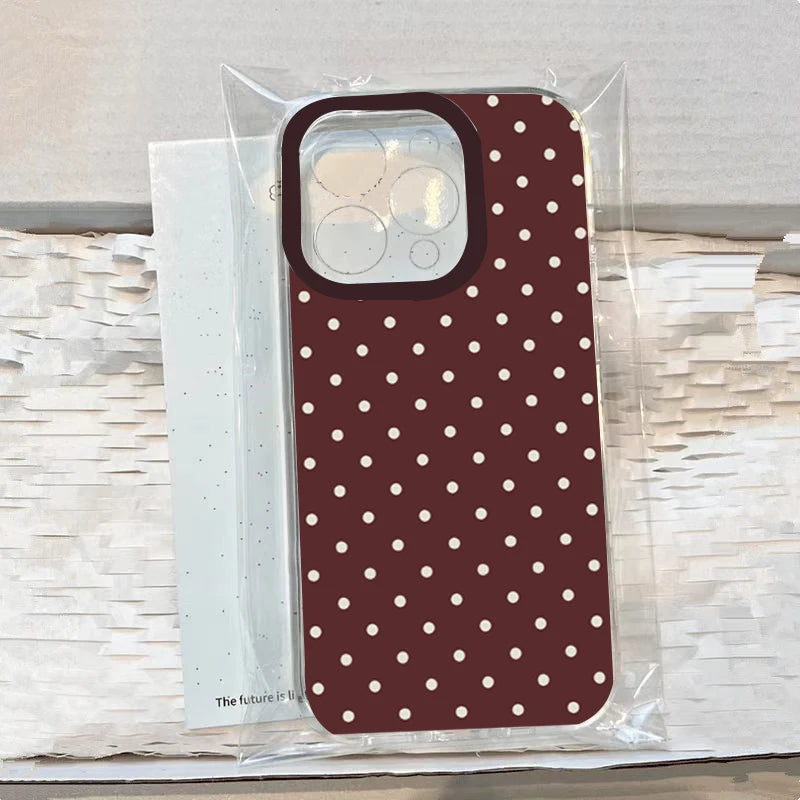 Niedliche braune gepunktete ästhetische Handyhülle für iPhone 17 16 15 14 13 12 11 Pro Max XS X 7 8 Plus SE 2022 16E Kreative TPU-Abdeckung