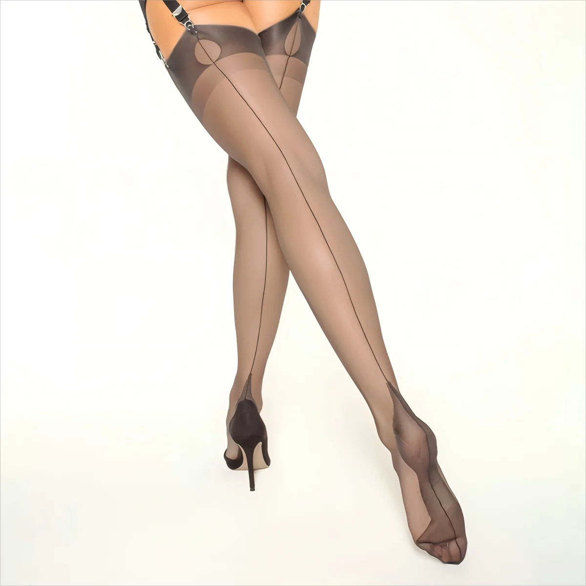 Luxuriöse Polyamid 80% Overknee-Strümpfe für Damen, 8 Denier, Einfarbig, Strickstoff, Rückennaht, Elegant & Sexy