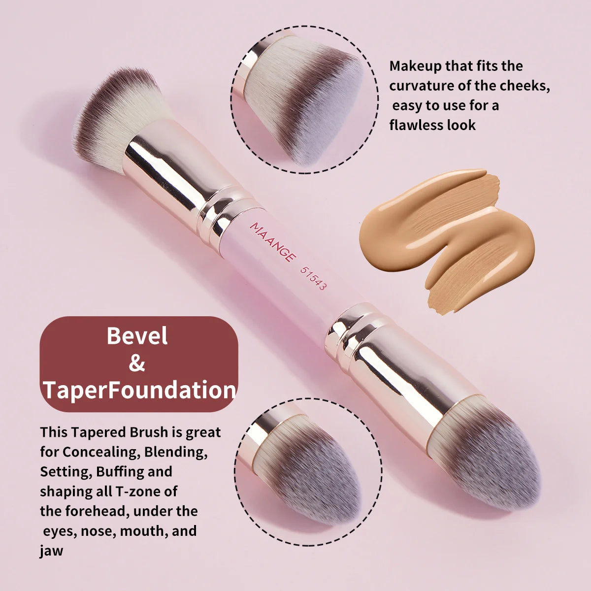 MAANGE 4-teiliges einfaches Make-up-Pinsel-Set mit zwei Enden und Foundation-Puder-Rouge-Details für Lidschattenpinsel, Reiseutensilien für Anfänger