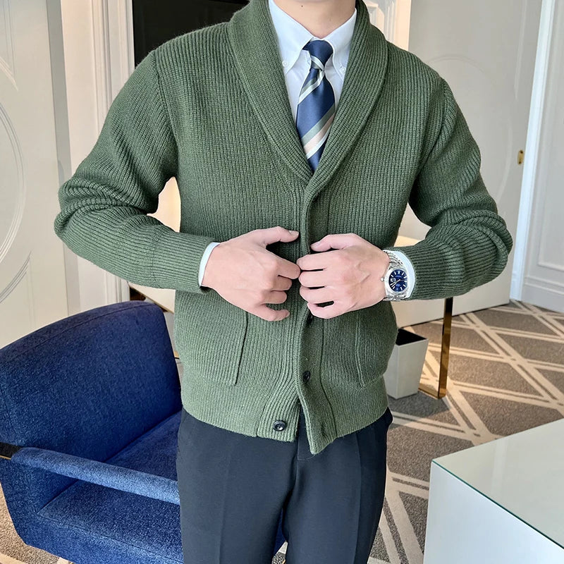 Männer Strickjacke Licht Luxus Stricken Pullover Mantel Langarm Streetwear Einfarbig Freizeit Retro Strickwaren Koreanische Beliebte Kleidung