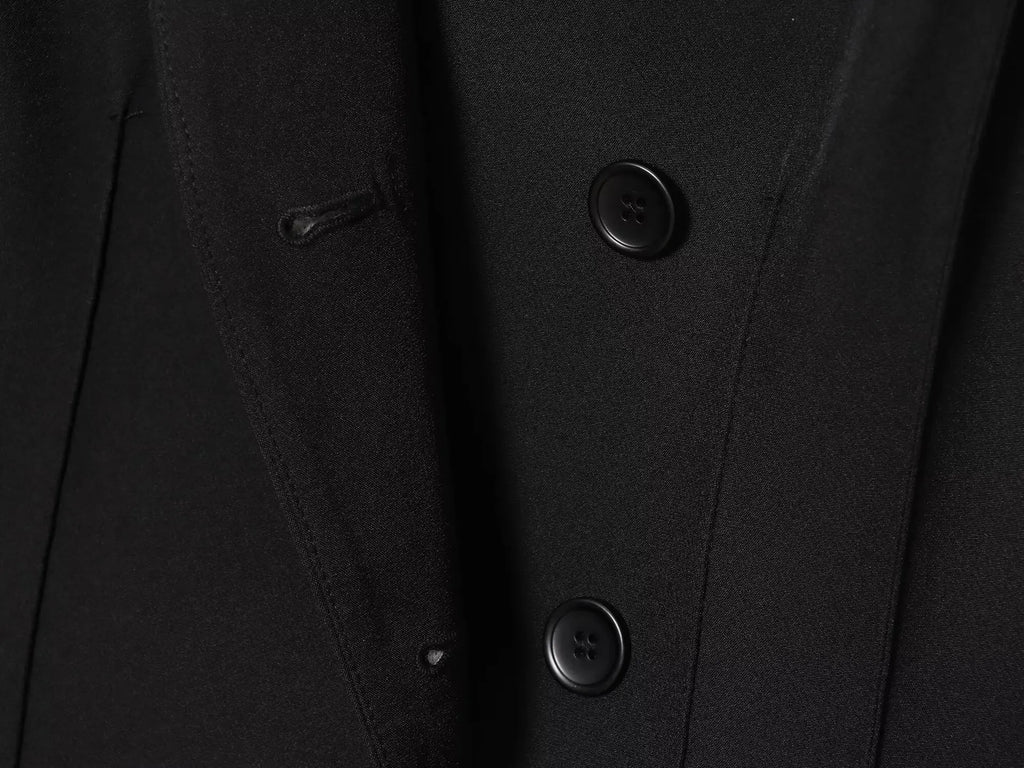 Frauen Elegante Schwarze Blazer Hosen Set Herbst Neue Taste Schlank Blazer Mantel + Zip-up Gerade Lange Hose Sets weibliche 2-teilige Anzüge