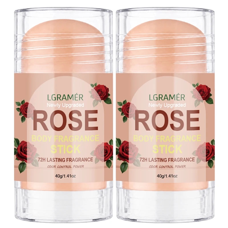 Rosen-Duft Deodorant Stick 72H Langanhaltender Duft Natürliche Pflanzenformel Glatter Nicht-Klebriger Geruchskontrollierender Körperbalsam für Täglichen Gebrauch