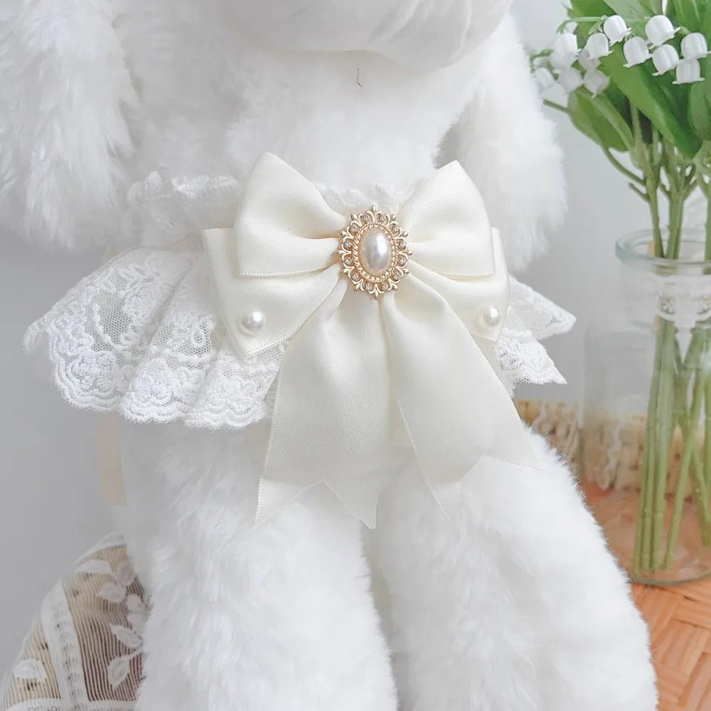 Modisches, verstellbares Katzenhalsband mit Spitzenschleife, dekoratives, süßes Hundehalsband, bezauberndes Haustierhalsband für Fotoshootings