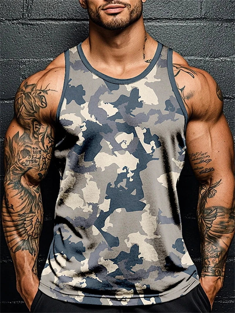 3D Druck Camouflage Grafik männer Ärmelloses T-Shirt Sommer Neue Sport Fitness Weste Outdoor Casual Mann Gym Kleidung Schnell Trocknend