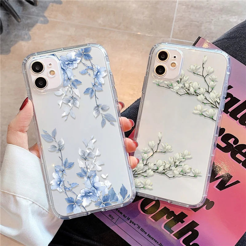 Blume Handyhülle für iPhone 17 Pro Hülle iPhone 16 14 13 11 12 15 Pro Max Air SE XR 7 8 Plus Silikon Soft TPU Clear Cover Funda
