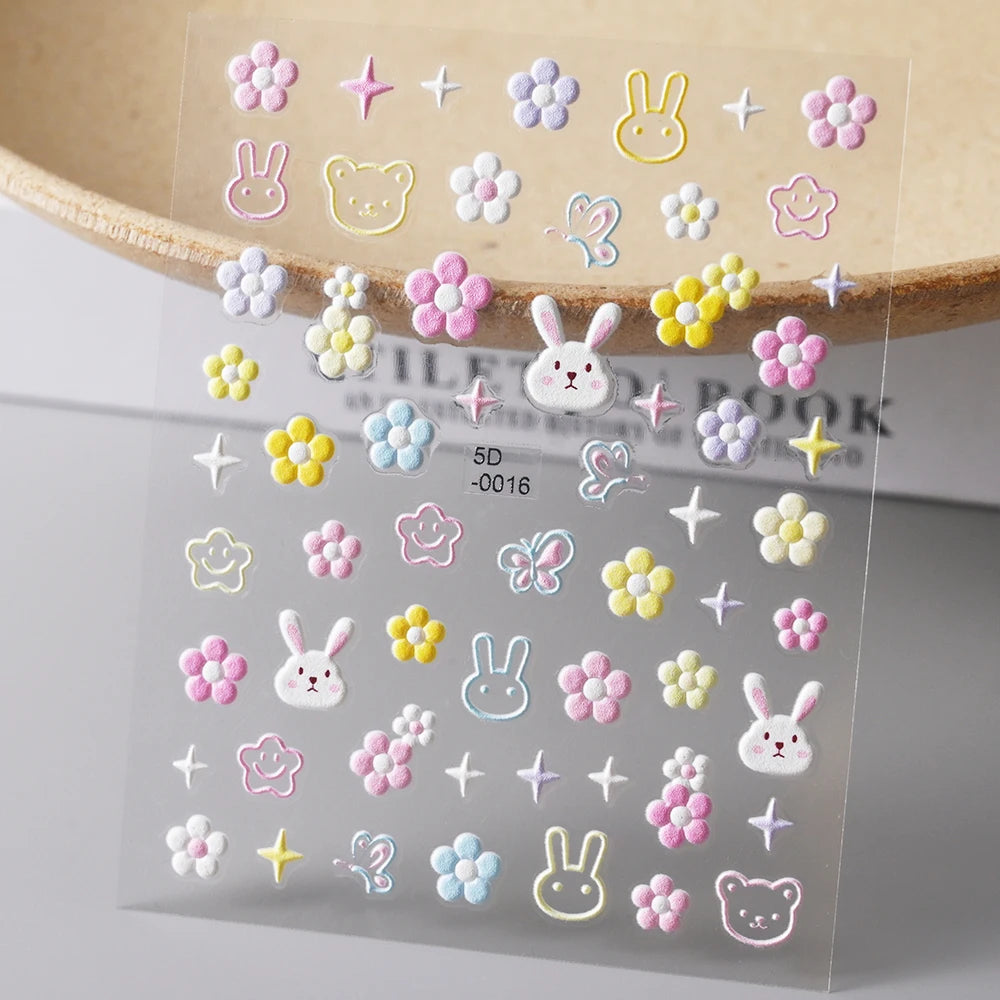 5d exquisite Gänseblümchen Nagel Aufkleber 1 Blatt bunte Blumen Nagel Aufkleber 8*10cm selbst klebende luxuriöse Gänseblümchen Nail Art Aufkleber Dekor 9 #