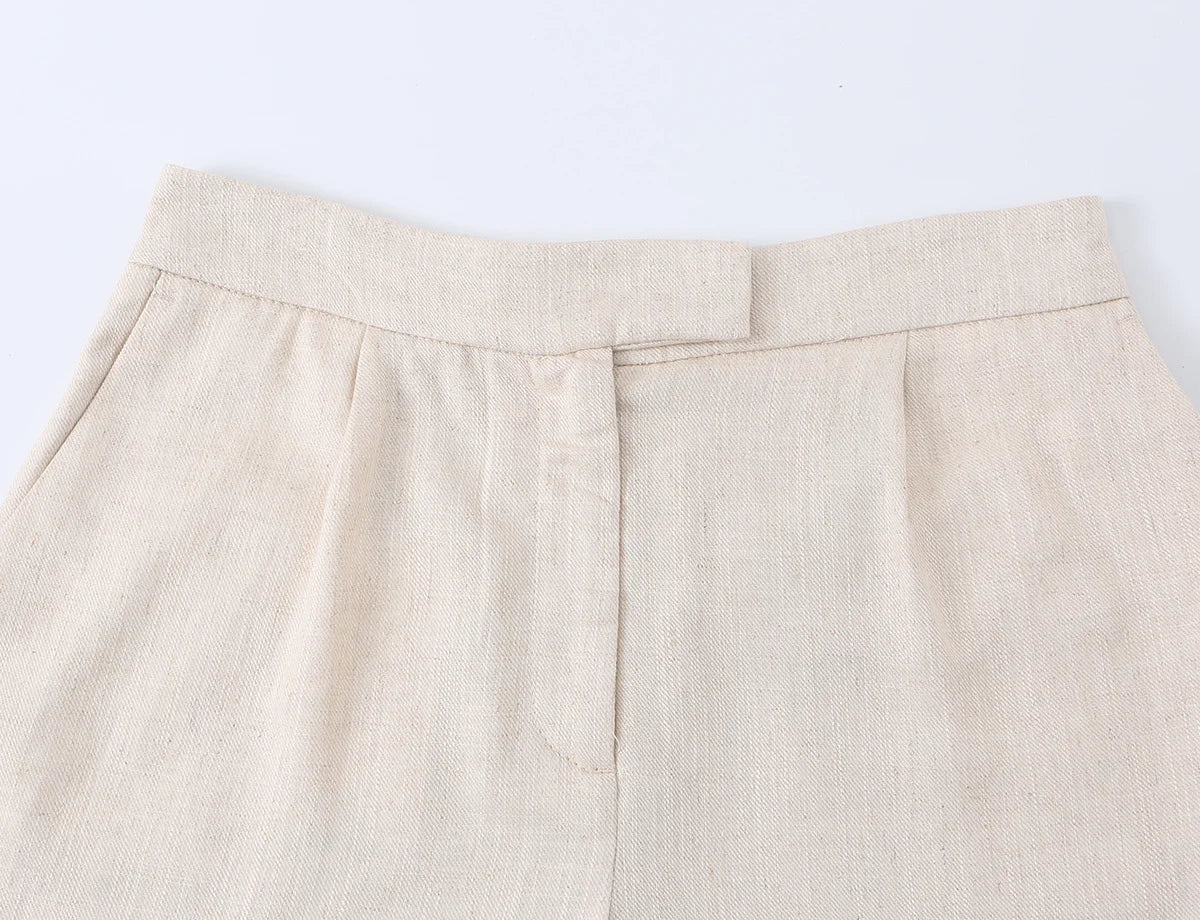 KONDALA Elegantes Damen-Frühlingsoutfit 2026: Spitzenanzug mit Einknopf-Blazer und Plissee-Mini-Shorts – Modisches Büro-Set für Damen