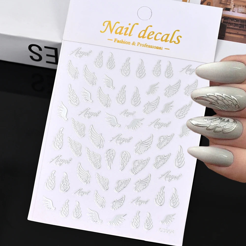 Vergoldete Stern und Mond Bronzing Nail Art Aufkleber hochwertige 3D Gold/Silber selbst klebende Slider DIY Nagel Aufkleber Dekoration 8*10cm