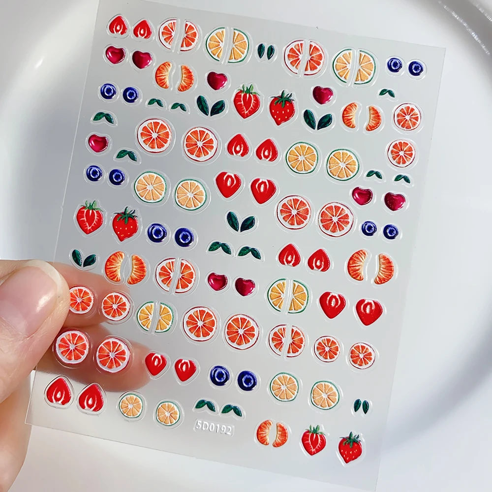 1Pc Kawaii Rote Kirsche Bogen Nail art Aufkleber Nette Sommer Obst Erdbeere Kirsche Klebe Aufkleber 8*10cm slider Nail art Dekoration