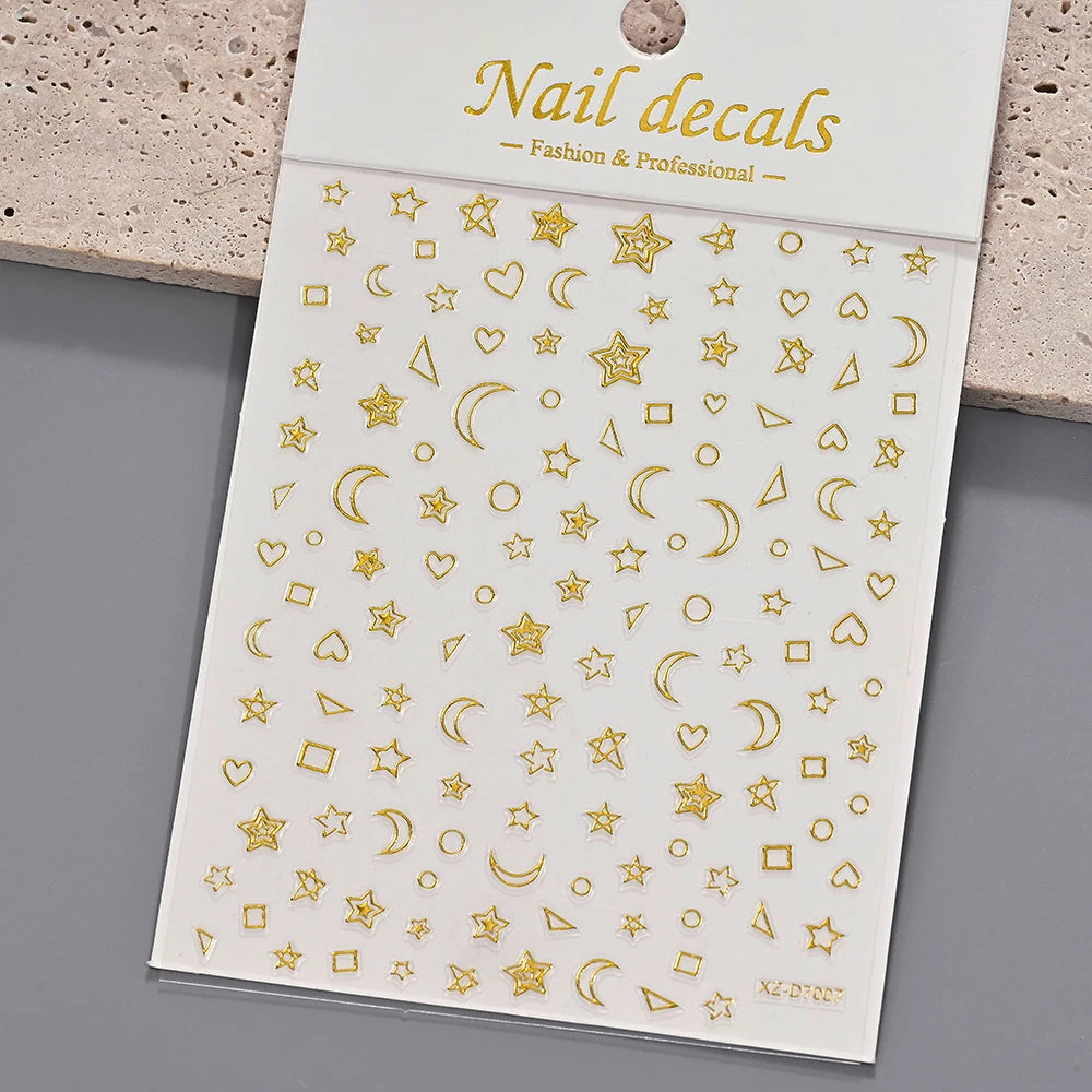 1 Stück 3D Bronzing Gold French Strips LinesNail Art Aufkleber Unregelmäßige Metall French Line Nagelaufkleber Selbstklebendes Nagelzubehör 4