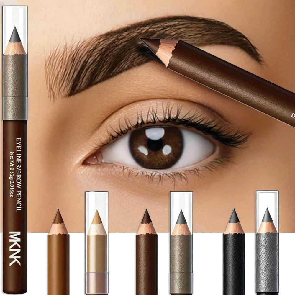 3 Farben Holz 2-in-1 Augenbrauen- & Eyeliner-Stift, Wasserfester Langanhaltender Dual-Use-Stift, Natürlicher Augen-Make-up-Stift