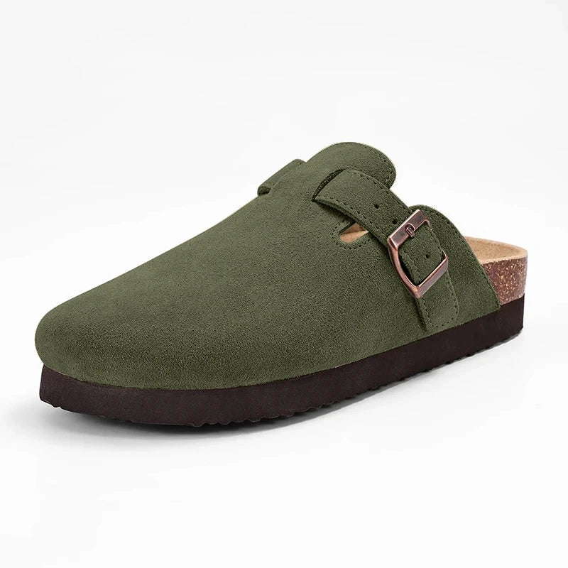 Shevalues Herren-Wildleder-Clogs, weiche Leder-Pantoletten, Herren, neue Sommer-Männer-Kork-Sandalen, bequeme Slip-On-Unisex-Clogs mit Fußgewölbeunterstützung