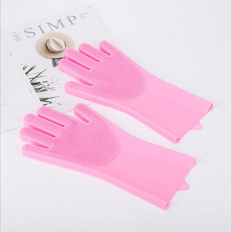 1 Paar Silikon-Geschirrspülhandschuhe, multifunktionale Haushaltshandschuhe, Reinigung, Küche, Reinigung, Wärmeisolierung, magische Handschuhe