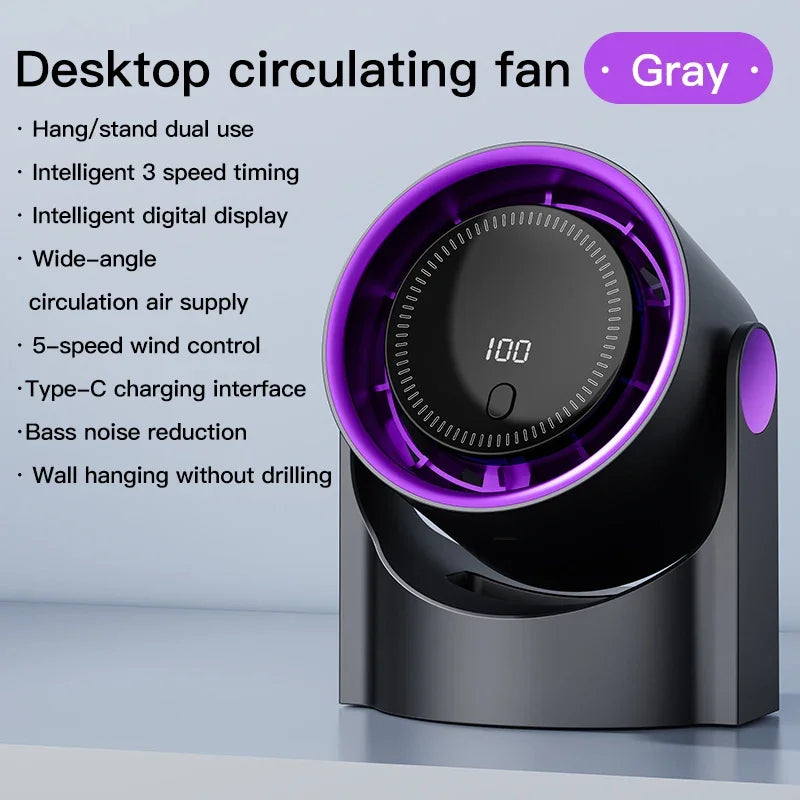 XIAOTREE Intelligenter elektrischer Ventilator, 100-Gang-Ventilator ohne Flügel, USB-Aufladung, Desktop, geräuschlos, Wandklimaanlage, Büro, Innenbereich, Campi