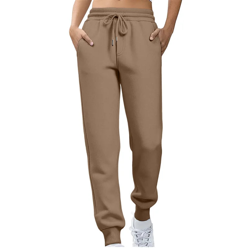 2026 Frühling Herbst Damen Gerade Hosen Mode Einfarbige Hosen mit Kordelzug Große Größen Schlanke Freizeithosen Damen Jogginghosen