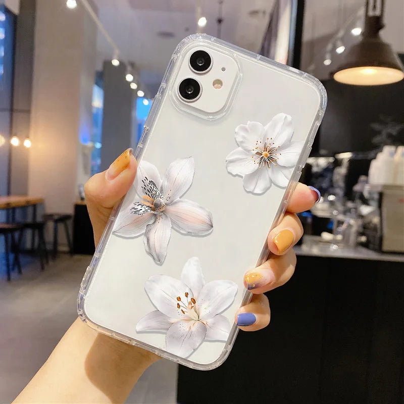 Blume Handyhülle für iPhone 17 Pro Hülle iPhone 16 14 13 11 12 15 Pro Max Air SE XR 7 8 Plus Silikon Soft TPU Clear Cover Funda