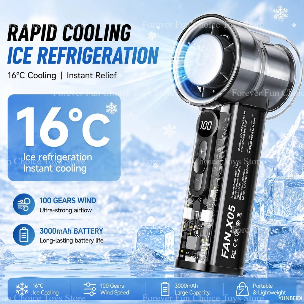 3-in-1 Ventilator Klimaanlage LED-Licht Tragbarer Luftbefeuchter Klimaanlagen-Ventilator für Outdoor und Reisen Handgehaltener Eispack-Sprühventilator
