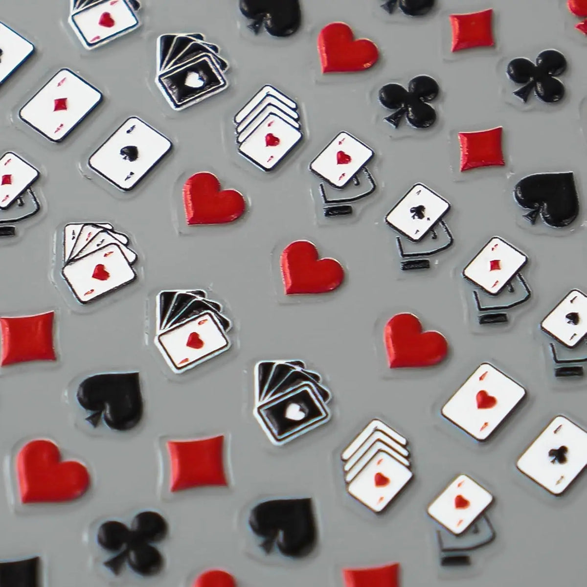 5D geprägte Spielkarte Nail Art Aufkleber Nageldekoration DIY für Maniküre Poker Anzug Design Aufkleber selbstklebende Aufkleber