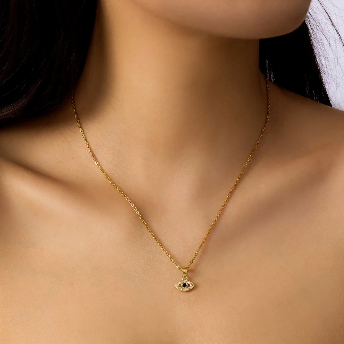 Blaue Zirkon Glück Bösen blick Anhänger Halskette für Frauen Fatima Hand Türkische Auge Schlüsselbein Ketten Weibliche Halsband Hochzeit Schmuck Geschenk