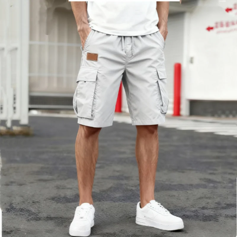 Sommer-Cargo-Shorts für Herren, lässig, leicht, einfarbig, mit Pattentaschen für den täglichen Gebrauch und bequeme Jogger-Shorts für den Outdoor-Bereich