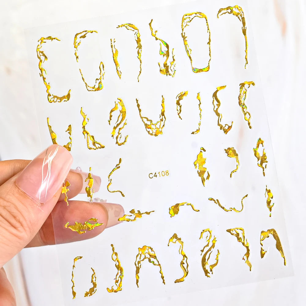 5D Gold Marmor Textur Bronzing Nail Art Aufkleber 5 Farben Unregelmäßiges Marmormuster Nagelaufkleber Einfaches Liniendesign Nagelzubehör