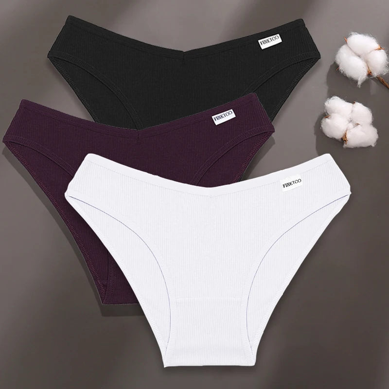Finetoo 3 teile/satz M-XXL Frauen sexy Baumwolle Höschen Unterwäsche weibliche Unterhosen Frau Slips Baumwolle Höschen Mädchen intimates Dessous
