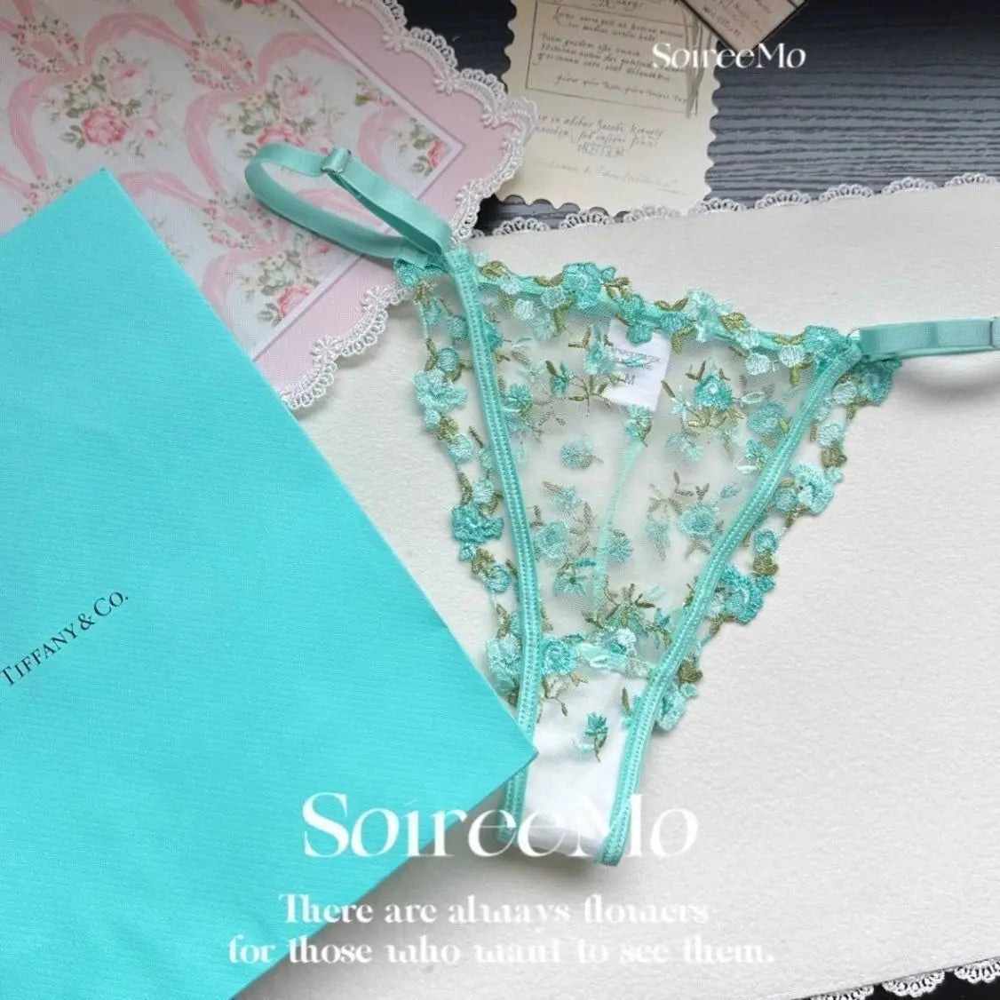 Tägliches französisches Spitzen-BH-Set, durchsichtiges Mesh-Bügel, große Brustunterstützung, Blumenstickerei, Komfortkleidung, sexy MOYISU-Höschen, bezauberndes Set